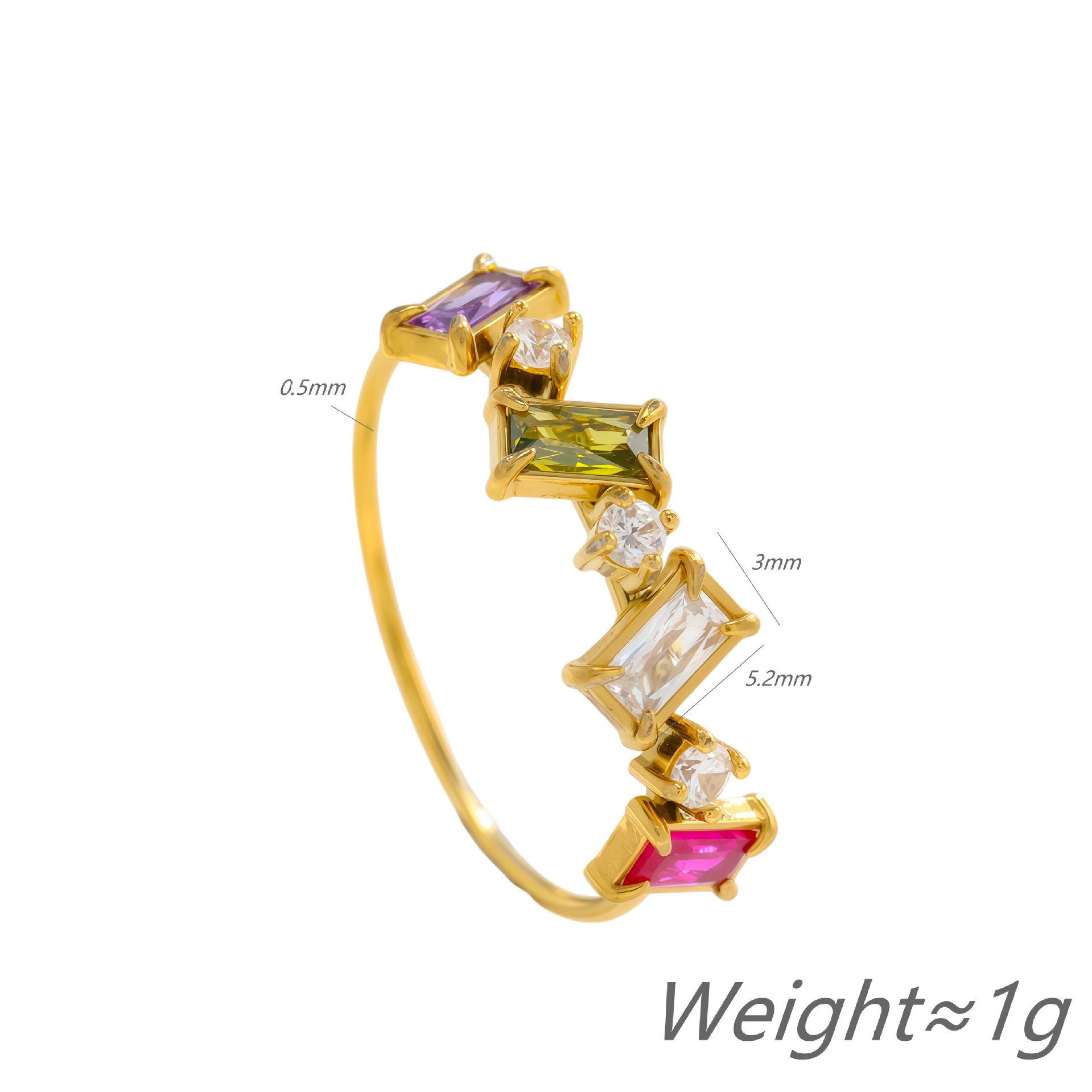 Colorful Stackable Ring For Women, Gold-plated Niche Jewelry_voghion.com