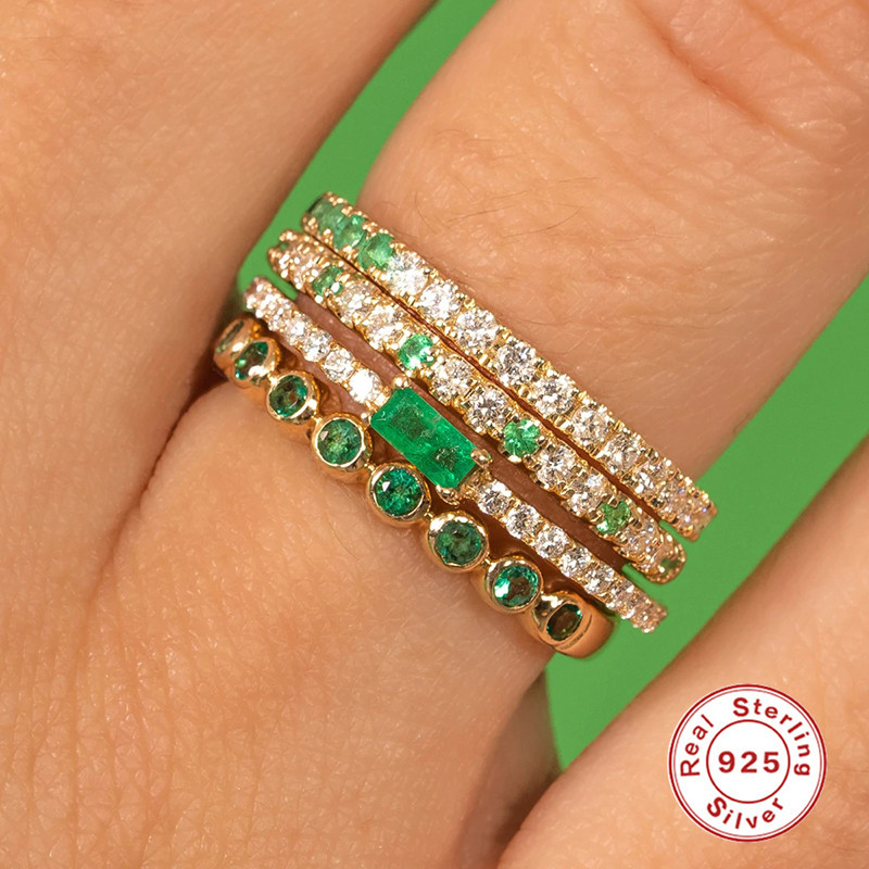 Silver Material Silver Zircon Rectangle Rings