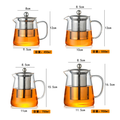 Wholesale high borosilicate heat-resistant glass teapot, thickened tea water separation teapot, transparent household simple tea maker