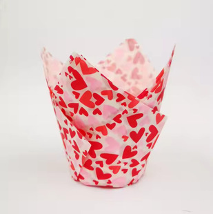 Cross-border Valentine's Day Tulip Cake Cup Bake Resistant and Oil-proof Bread Paper Paperholder Love Cake Cuppa Goblet of Fire