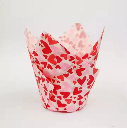 Трансграничный День Святого Валентина Тюльпан торт чашка устойчивый к выпечке маслостойкий хлеб бумажная подставка любовь торт кексы чашка пламени