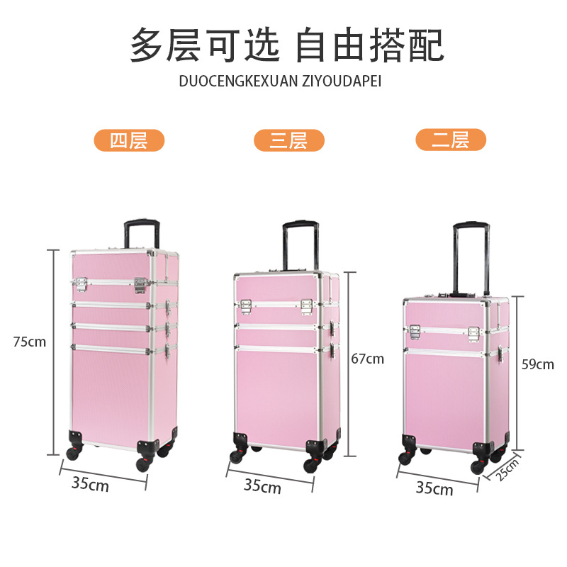 Carro caja cosmética de gran capacidad de pestañas belleza Barbero caja de herramientas de múltiples capas Esmalte de Uñas pegamento de almacenamiento portátil Portátil