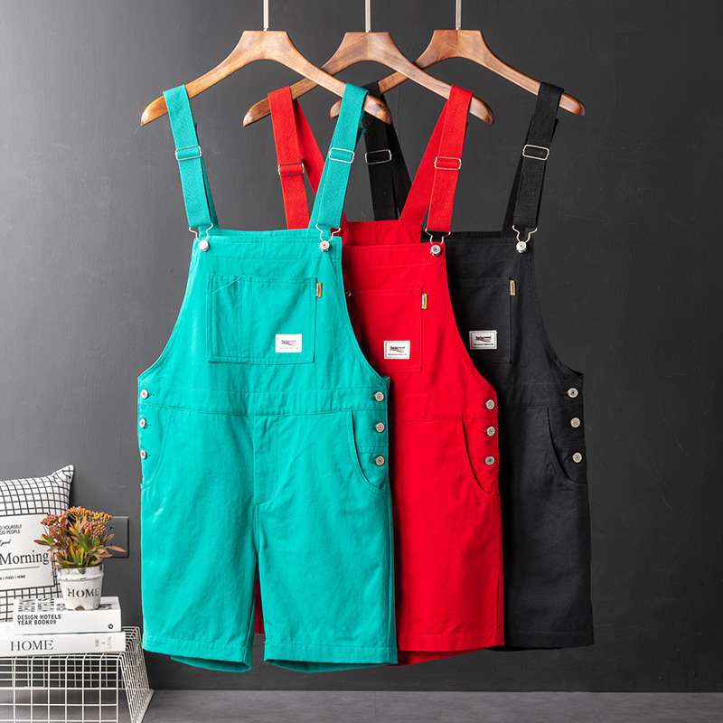 Ami Kaji Toker Shorts Men's Summer Trendy Brand Loose One-length Pants Men's khaki Vintage Overalls
