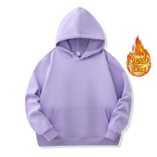 2023 autumn and winter New Adult Olympic grain velvet patch bag hooded sweater couple's top warm trendy work clothes printing