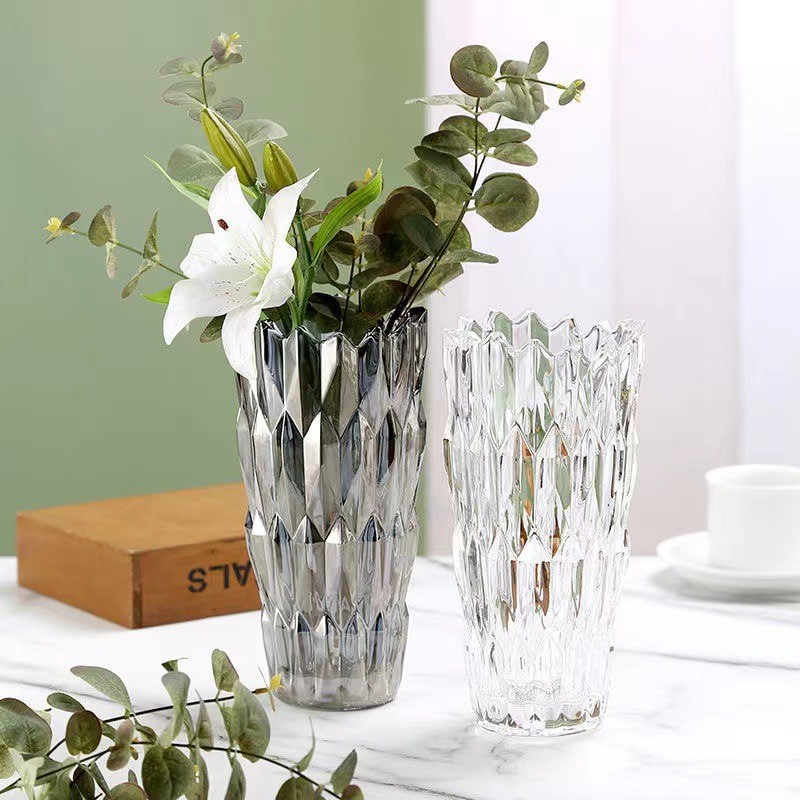 Bohemia del norte, vasijas de vidrio esmaltado, vasos de flores transparentes, decorativos para el hogar, decoración suave.