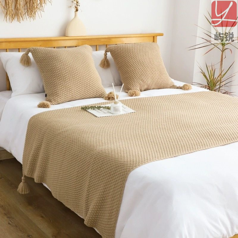 Retro-style large tassel bed runner, hotel bed runner, living room sofa blanket, throw blanket, office nap blanket, wool blanket, Yuru Retro-style large tassel bed runner, hotel bed runner, living room sofa blanket, throw blanket, office nap blanket, wool blanket, Yuru