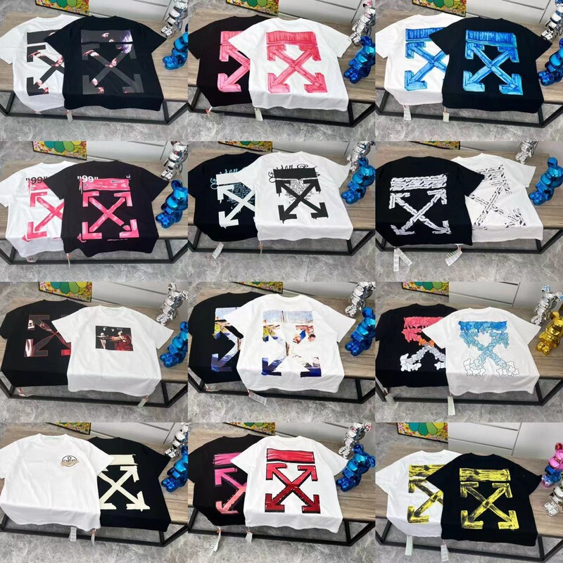 Cross-Border Dropshipping 2024 Summer New Trendy Off-White High-Quality Unisex T-Shirt with Print