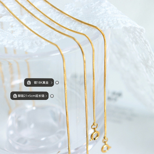  new cold style thin snake bone chain ins style exquisite non-fading niche personality design 18K gold plated anklet