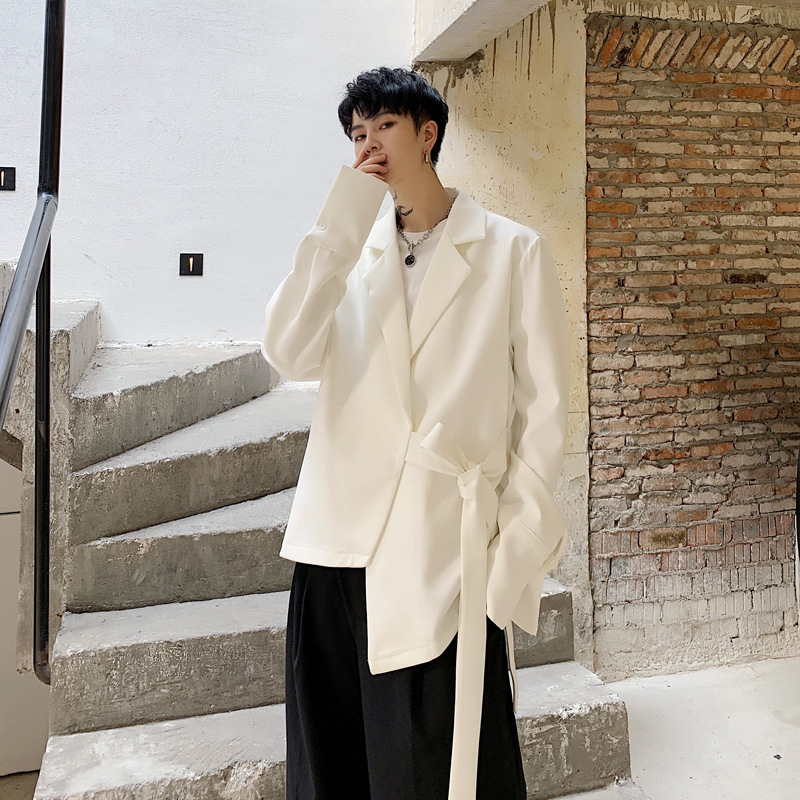 Yamamoto dark small suit jacket asymmetric designer small suit hair stylist casual loose men's net red top