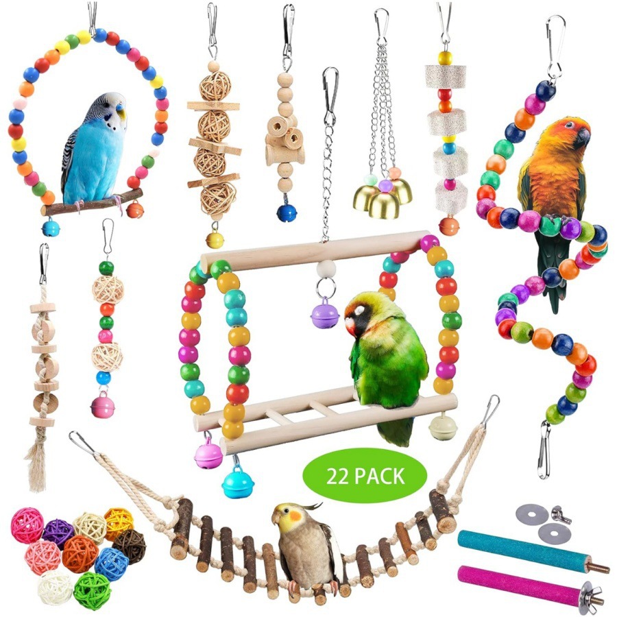 Juegos de juguetes de pájaros explosivos transfronterizos de artículos de pájaros roer y tirar juguetes de pájaros para aliviar el aburrimiento escaleras columnas juguetes de loros image 25