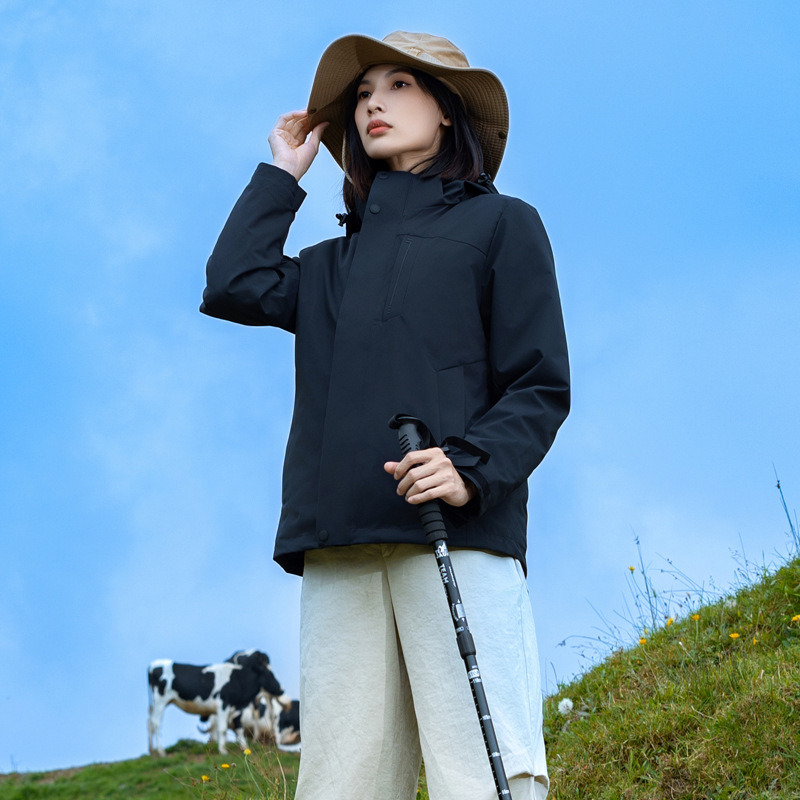 Ropa de asalto para mujeres a prueba de viento impermeable 3 - en - 1 pluma de color sólido herramientas a prueba de frío chaqueta de montaña hombre image 13
