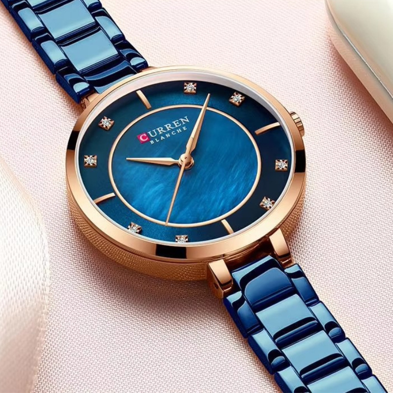 Curren/�����9051Ůʿ�ֱ�ʱ�г�����Ʒ��ʯӢ��С���̷�ˮ���