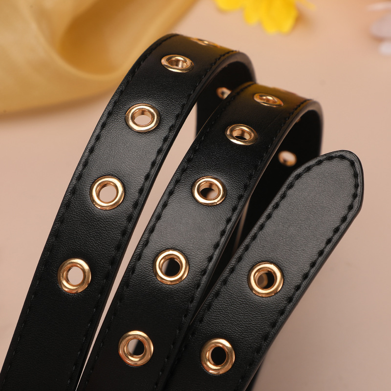 Mode riem retro goud vierkant gesp voor dames stijlvolle riem_voghion.com