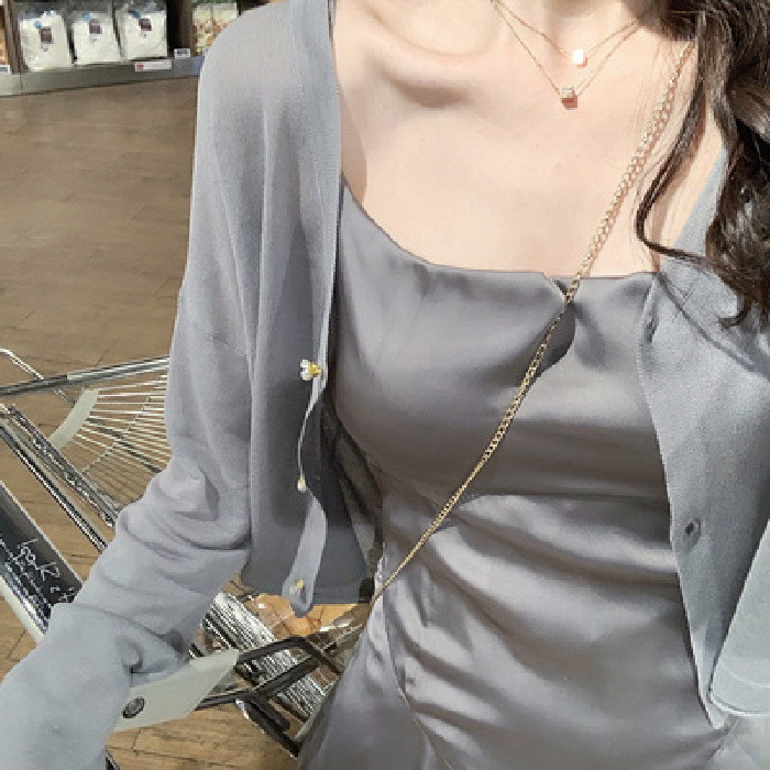 Blanco Sol protección camisa 2023 verano chal con falda corta de punto cardigan mujeres delgadas Super Fairy moda
