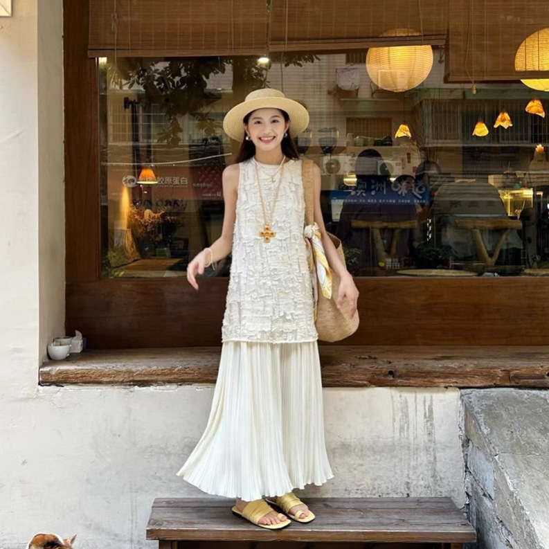 Seaside Holiday Style dress Children's 2025 Summer New Retro High-end Sense French High Waist Vest Dress Seaside Holiday Style dress Children's 2025 Summer New Retro High-end Sense French High Waist Vest Dress