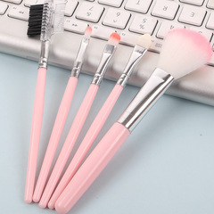 5-Piece Makeup Brush Set: Pink & Black Eyeshadow Brushes, Lip Brushes, Blush Brushes, and Mascara Brushes—Factory Direct Sales