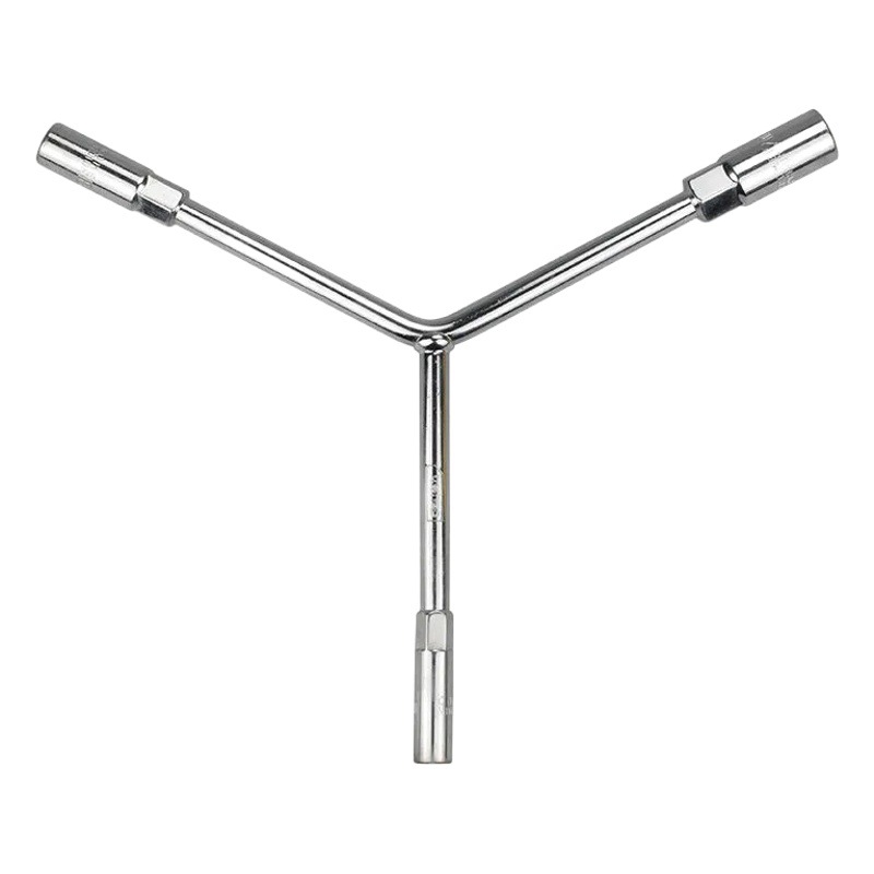 Llave de vaso en forma de Y de acero al cromo vanadio genuino, herramienta triangular 14-17-19, hexagonal externa extendida, con acabado cromado y tres puntas.