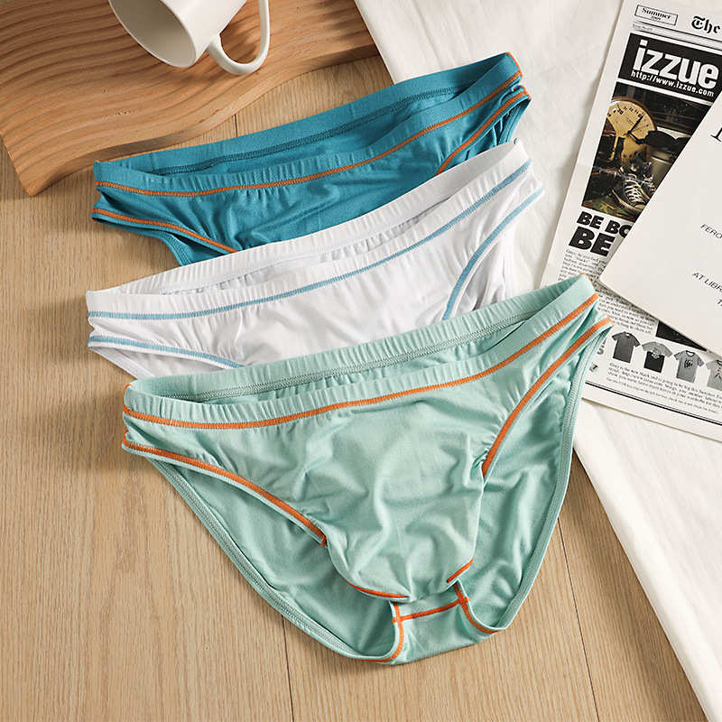 Cross-Border Men's Bamboo Fiber Briefs Sexy Youth Large Hanging Bag Sweat-Absorbent Elastic Briefs Men's Spot Wholesale