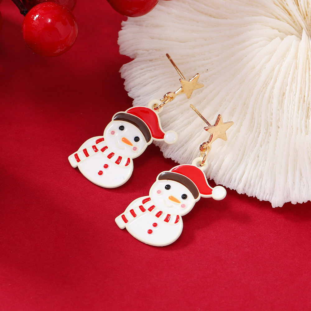 Cute Snowman Alloy Plating Women's Drop Earrings 1 Pair display picture 3