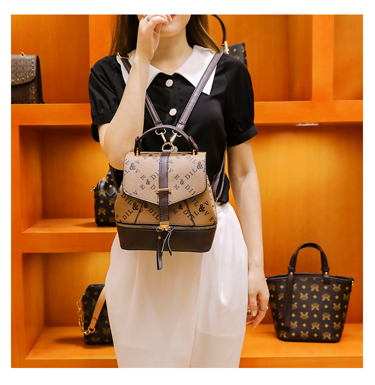 Yeni Omuz Çantası Kadın Moda Baskı Desenli Çok Yönlü Kız Öğrenci Japon Kore Okul Çantası Büyük Kapasiteli Küçük Sırt Çantası_voghion.com