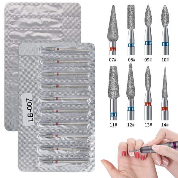Cross-border supply of 10 sets of aluminum foil diamond grinding head independent packaging nail pre-processing open pocket grinding head