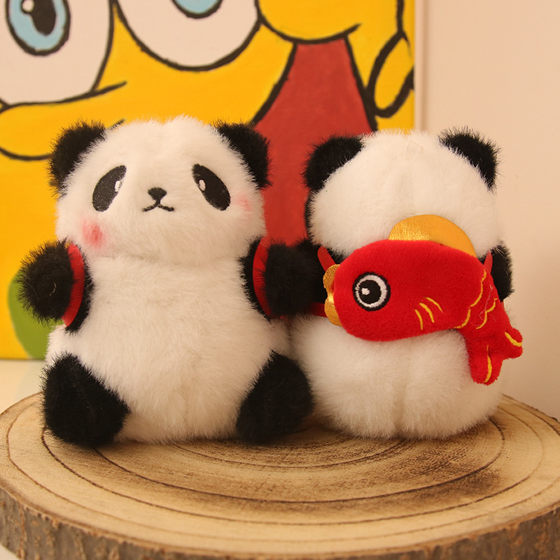 Linda muñeca panda pequeña muñeca de peluche colgante llavero mochila joyería muñeca de juguete regalo de cumpleaños al por mayor