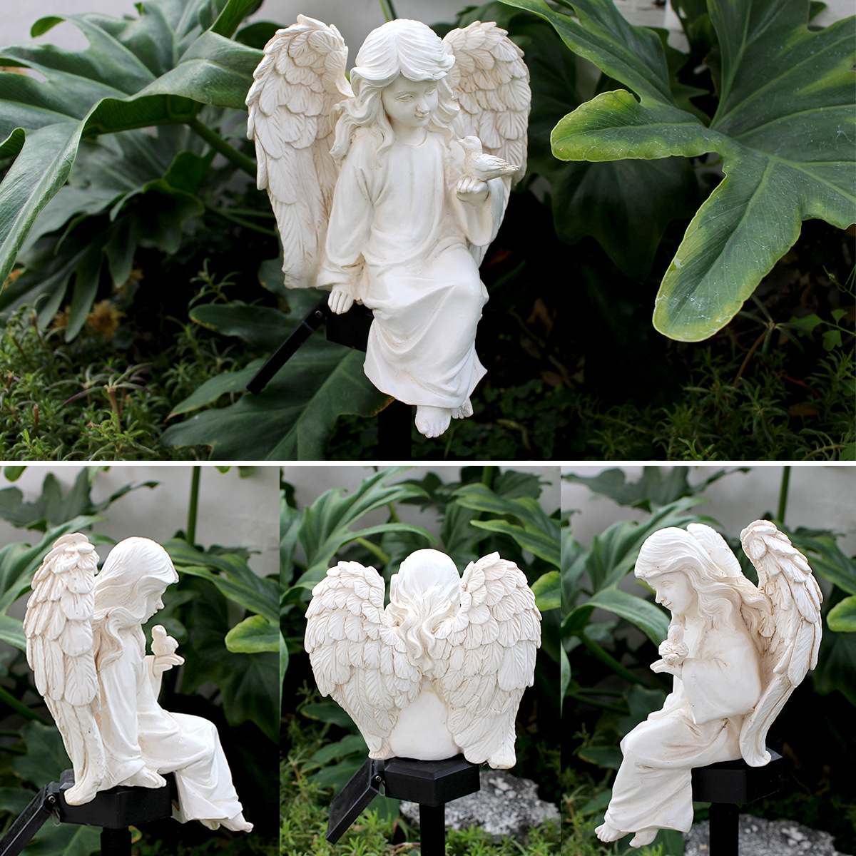 American Outdoor resin sitting Angel Garden Balcony decoration solar garden lamp Angel lawn lamp