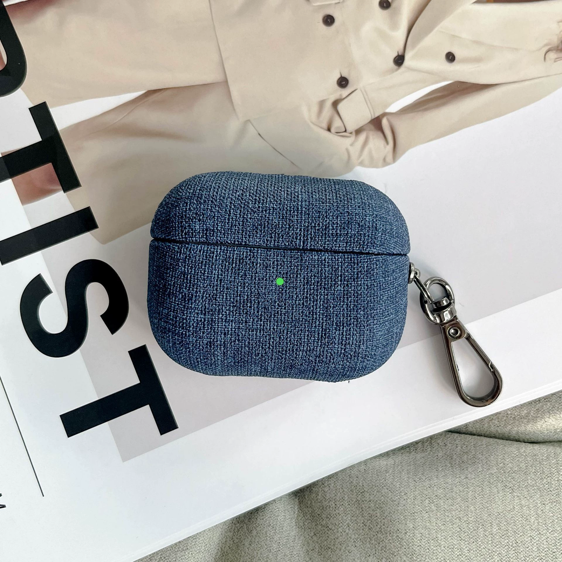 Новый защитный комплект из денима AIRPODSPRO2 ткань образец новая 4-е поколение ушная раковина PU ремень подвесная пряжка без следов клея