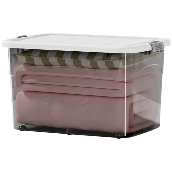 Large Capacity Clothes Quilt Storage Box Household Transparent Thickened Storage Box with Wheels for Sundries Storage Box Storage Basket