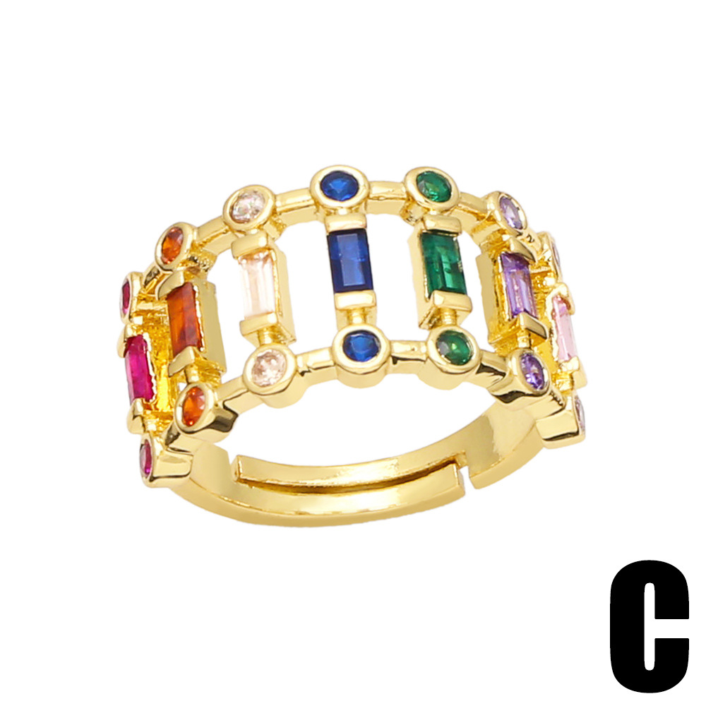 New Vintage Butterfly Copper 18K Gold-plated Inlaid Color Zircon Ring