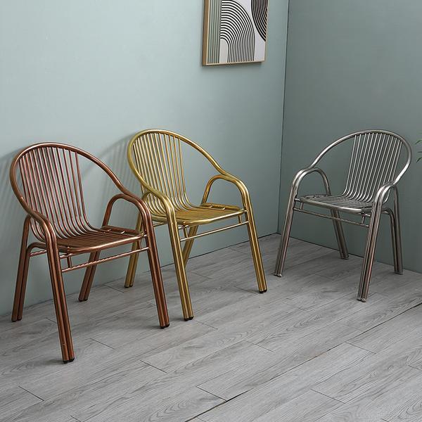 silla de acero inoxidable gruesa silla de respaldo casera reposabrazos individuales asiento de ocio asiento al aire libre silla de comedor taburete
