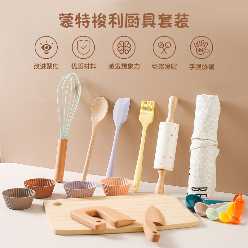 Cocina para niños Juego de utensilios de cocina de madera Mini simulación Juguetes de juego para niños pequeños Escritorio de madera Juguetes de cocina pequeña