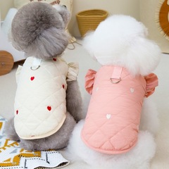 犬服ペット服小型犬猫秋冬保温可牽引愛飛袖ベスト綿衣