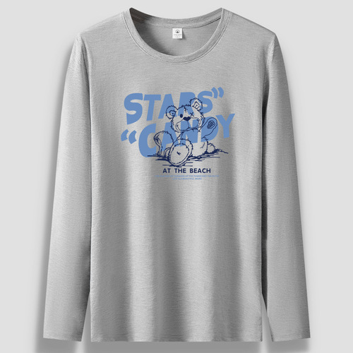 Autumn and Winter Men's Long-Sleeve T-Shirt Pure Cotton Teenager Student Casual T-Shirt Men's Sweatshirt Fashion Print