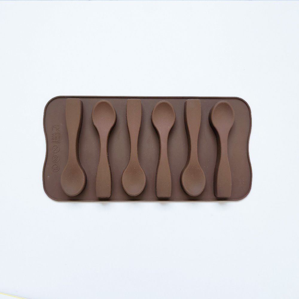 6 con cuchara de chocolate 358 molde de silicona de chocolate cubitos de hielo de bricolaje molde para hornear galletas de pudín de caramelo