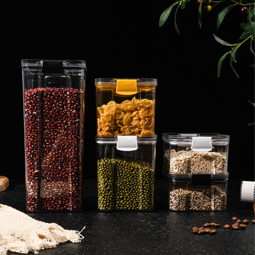 Sealed storage jar for grains and grains with lid, dust-proof food storage box, square snack storage tank, grain jar