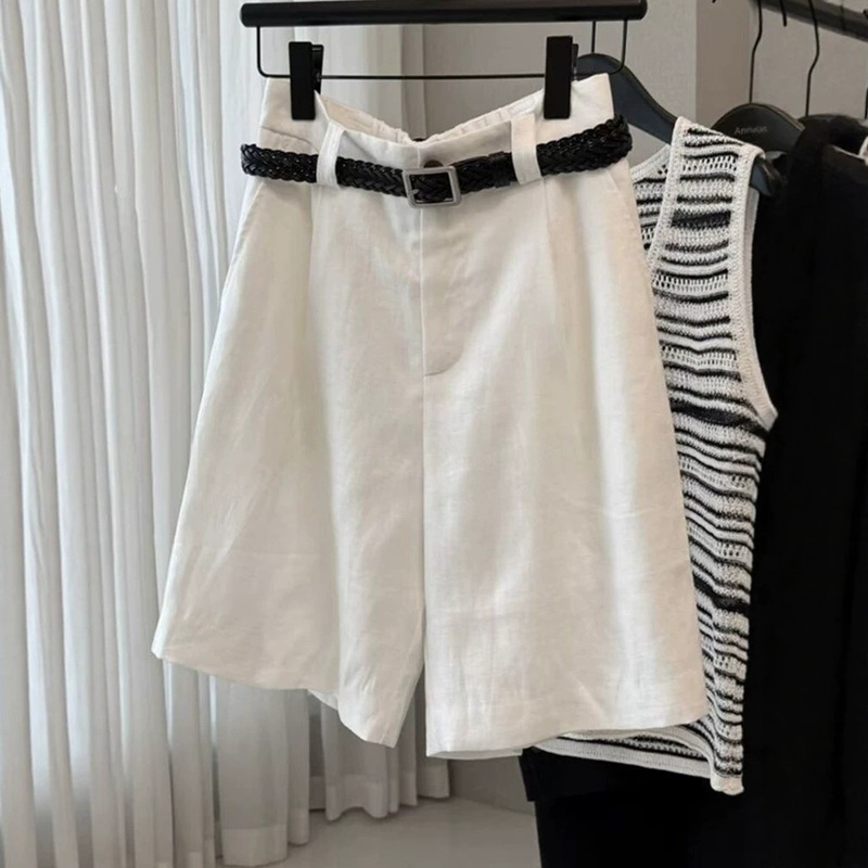 Highly recommended old money style Tencel linen white shorts 2025 summer comfortable breathable casual shorts Highly recommended old money style Tencel linen white shorts 2025 summer comfortable breathable casual shorts