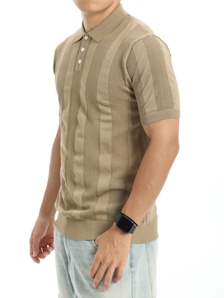 Lujo ligero de alto nivel de hielo jersey polo hombre manga corta con collar vertical rayas comerciales casuales chaqueta de polo hombre