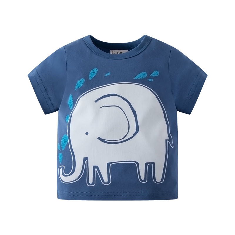 Camiseta de manga corta para niños de dibujos animados con estampado animal ropa para niños de verano Camisa de algodón para niños que toca fondo entrega al por mayor de fábrica