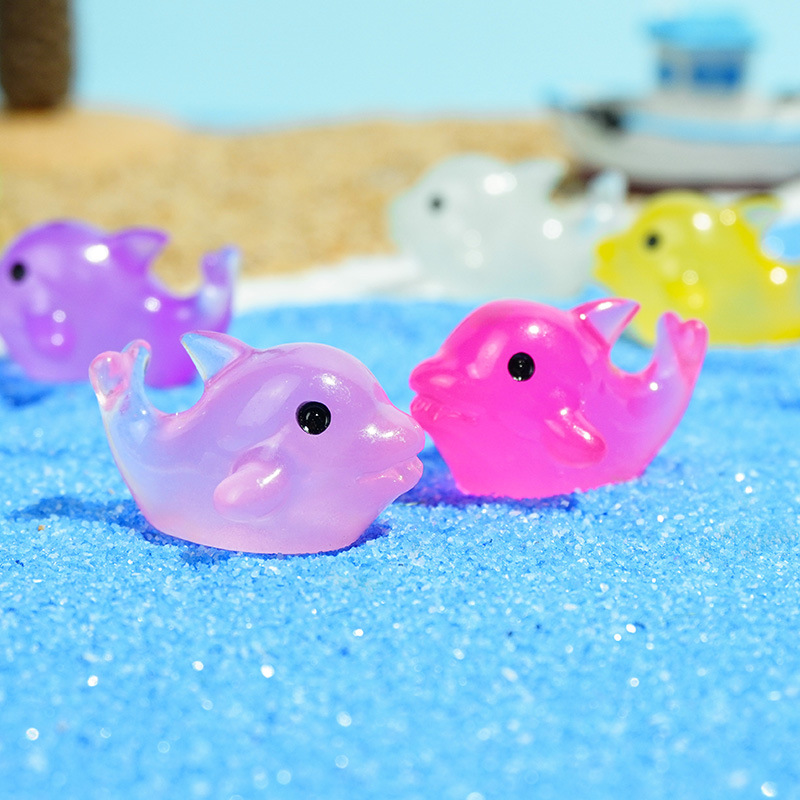 Luminoso y colorido delfín micro paisaje creativo lindo acuario pecera accesorios de decoración de bricolaje mini adornos