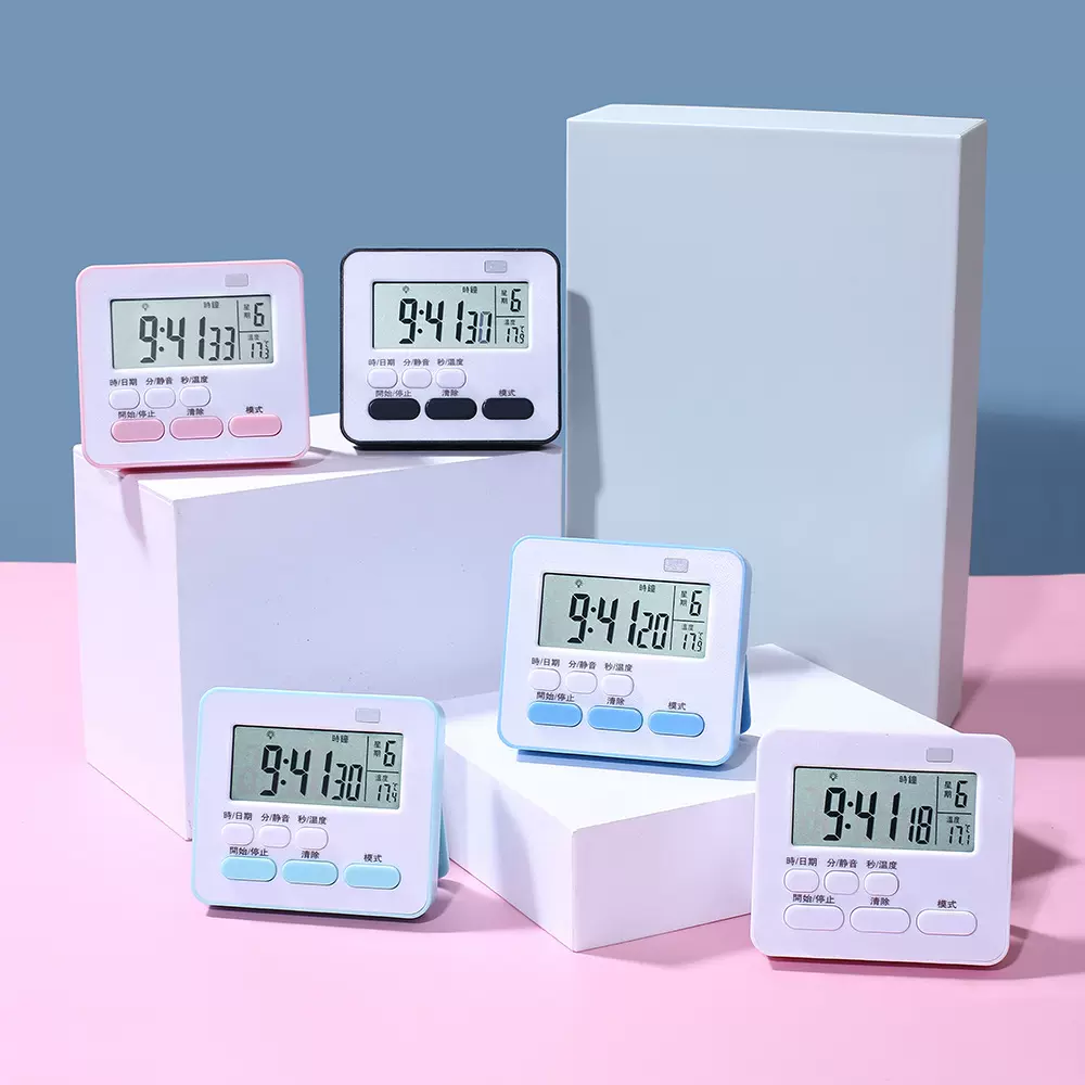 新款清新电子计时器 时间温度日期多功能计时器桌面摆放日期礼品