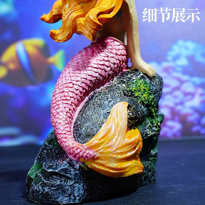 Decoración de peceras, decoración de acuarios, decoración de microescenas, playa, sirena, arrecife, princesa caracol al por mayor