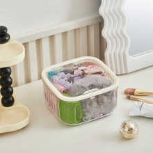 垃圾桶 按压式创意发饰发圈首饰盒ins客厅透明迷你桌面杂物收纳桶