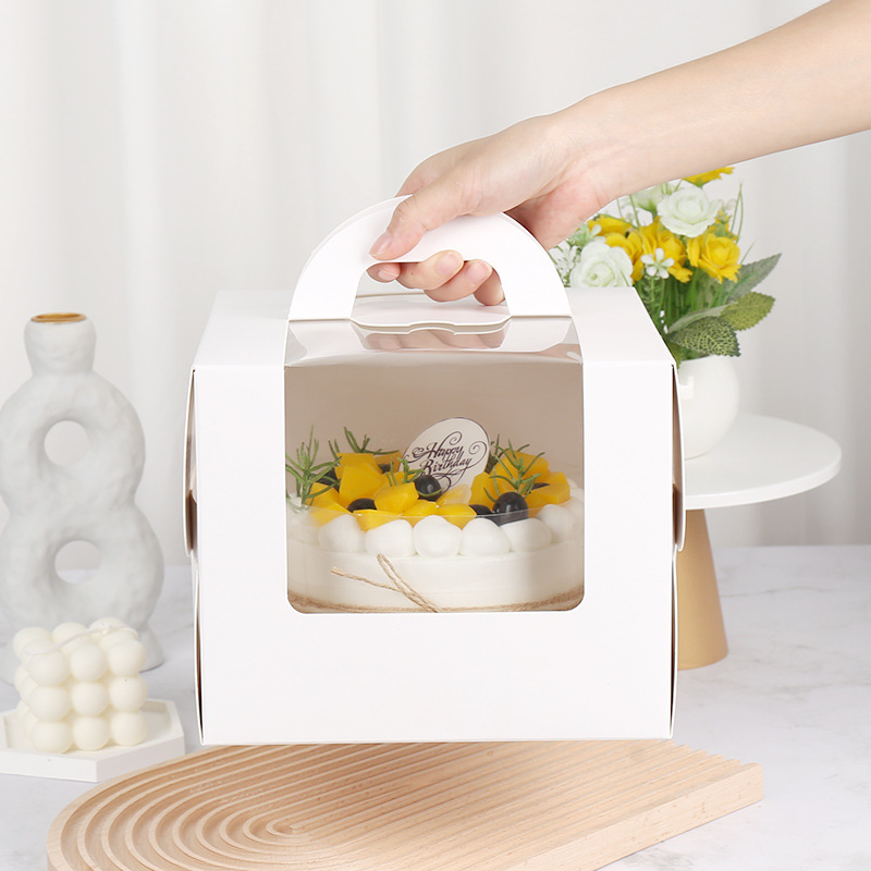 Internet celebrity 3 inches 4 inches 6 inches 8 inches portable mousse cake box ins Korean version window birthday cake packaging box