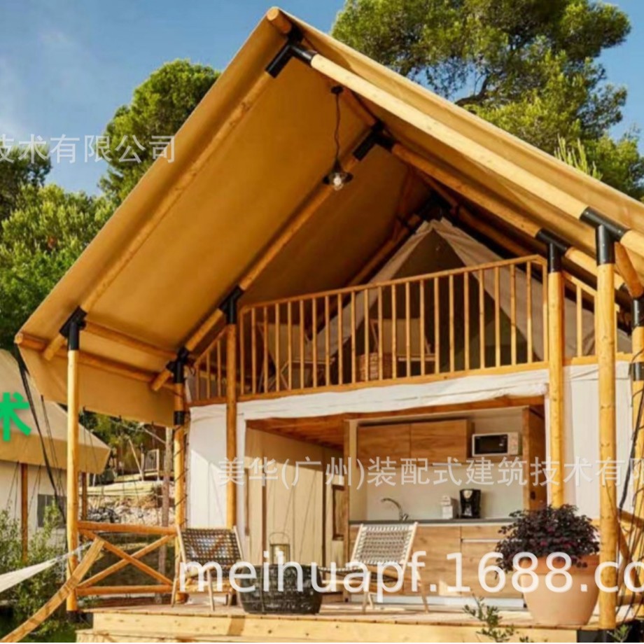 Duplex de doble capa de lujo ligero tienda de hotel dos habitaciones y una sala de estar 45-90 metros cuadrados de la familia padre-hijo RV área escénica Hotel