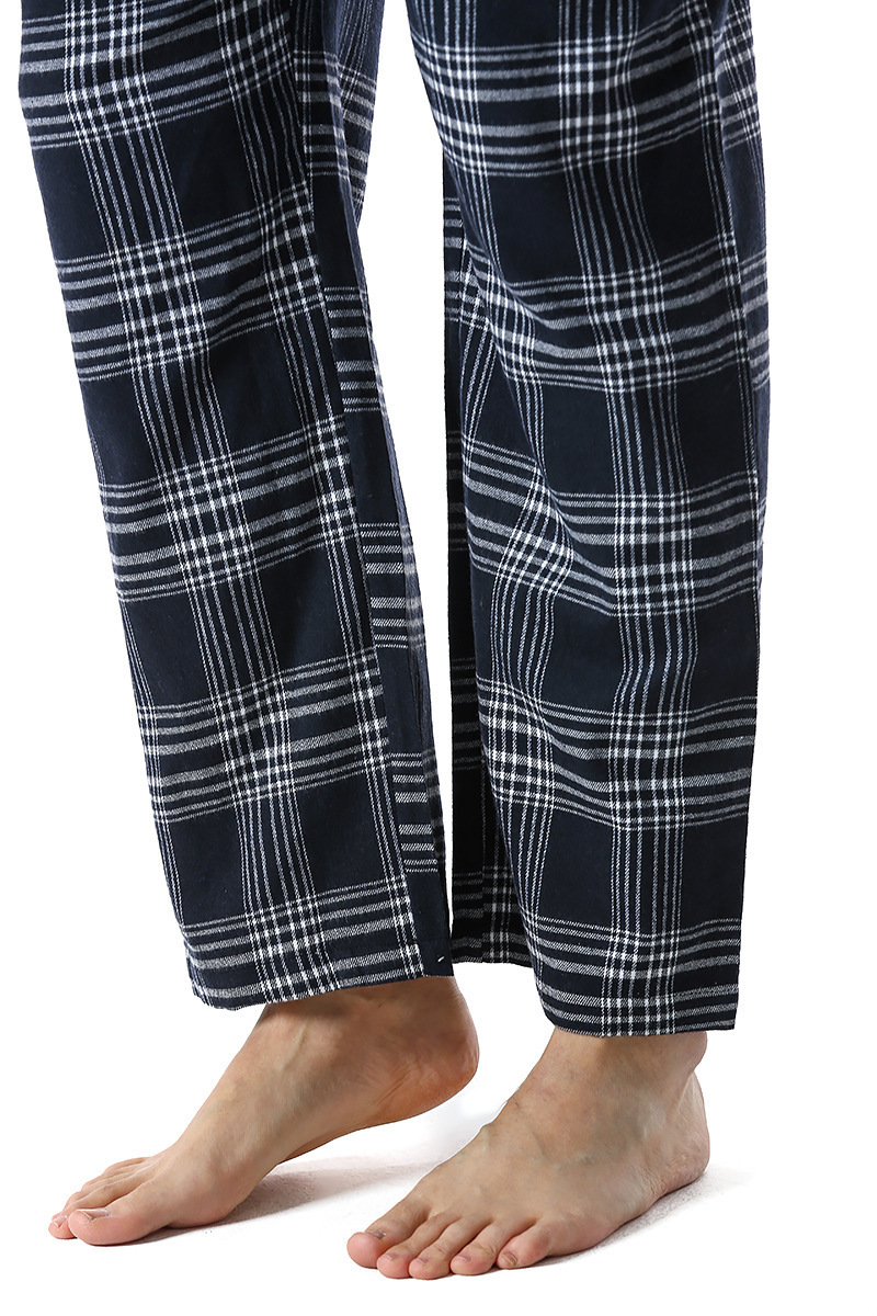 Men's Flannel Pajama Pants Casual Long Pants Cotton Plaid Straight Pants with Side Pockets Homewear_voghion.com