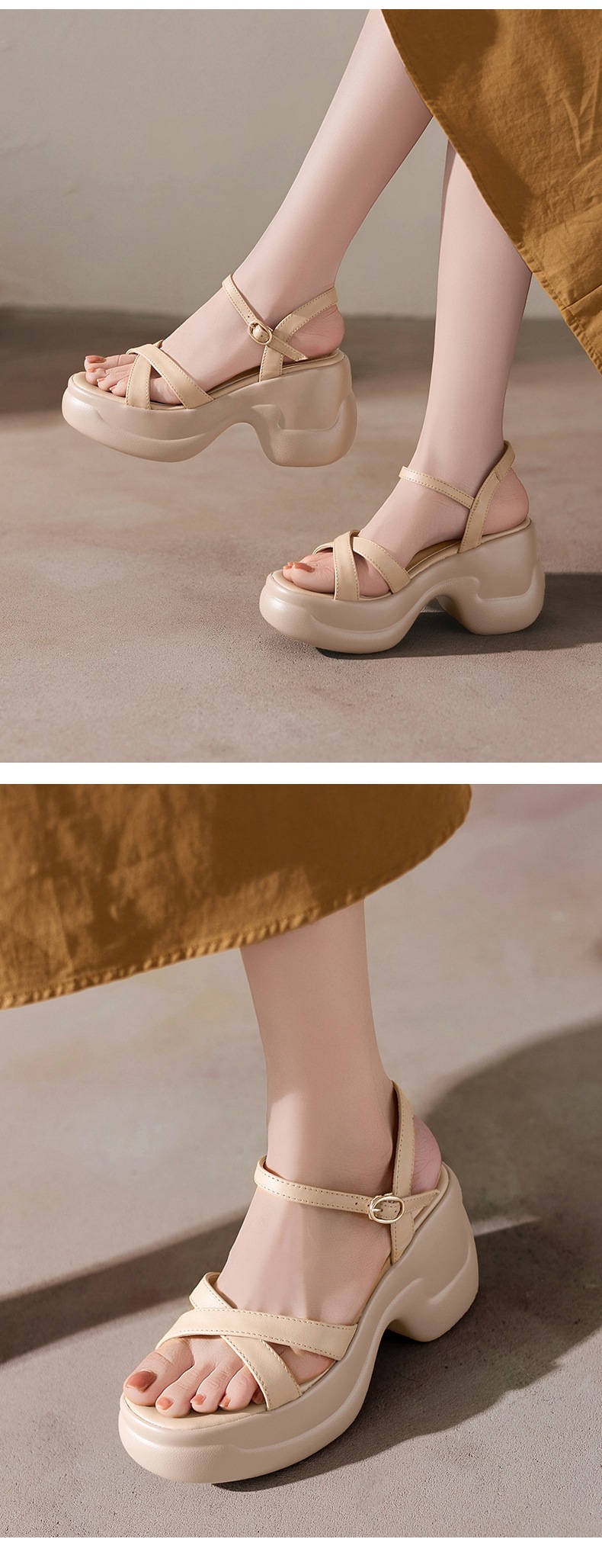Sandal cao gót nữ hở mũi đế xuồng da bò, quai ngang đi làm — đen chi tiết 3