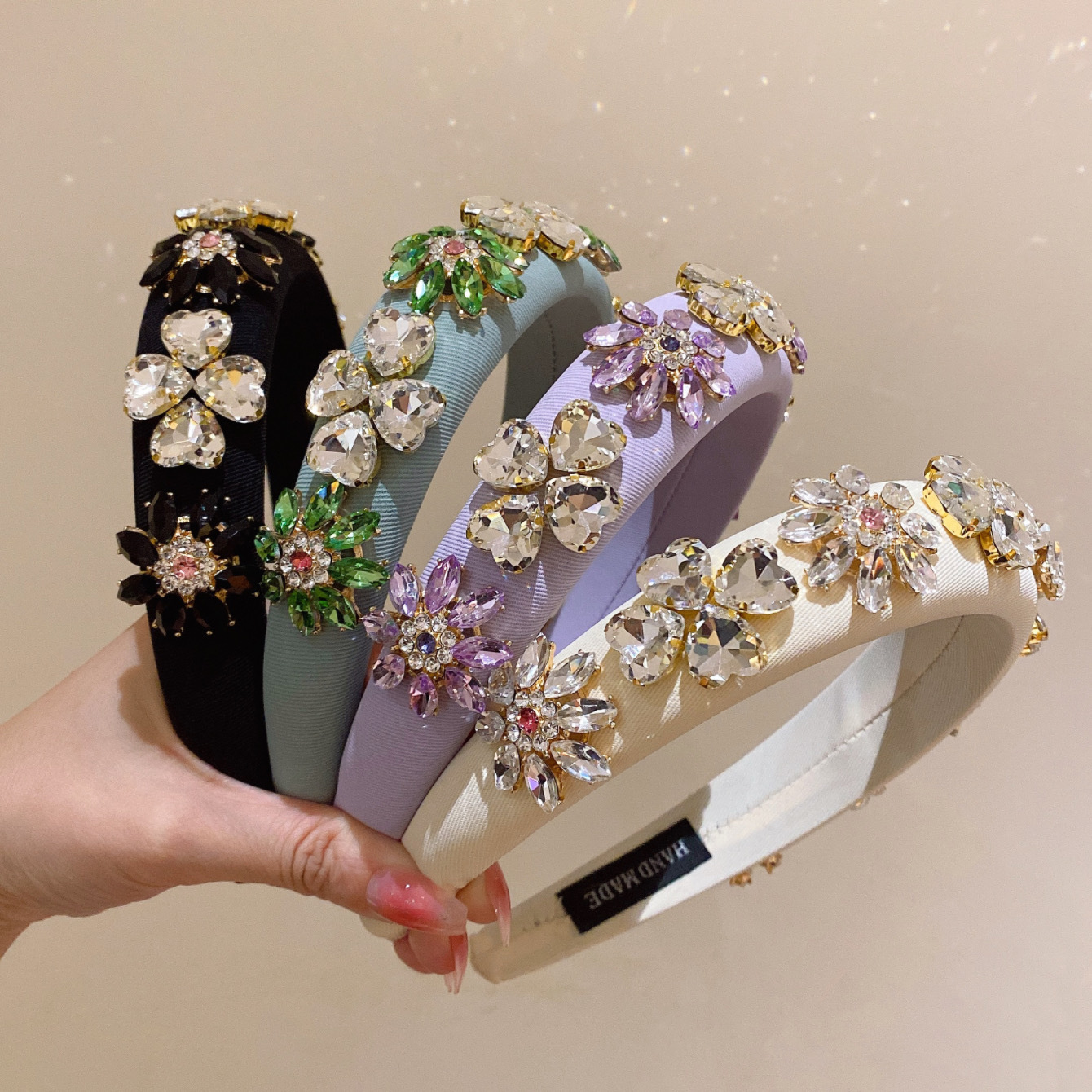 150g Weight Hair Band Hair Accessories Type 1 Piece Quantity Holiday, Date Occasion Rhinestone Material Flower Pattern Women's Gender Women's Lady Flower Rhinestone Hair Band 6