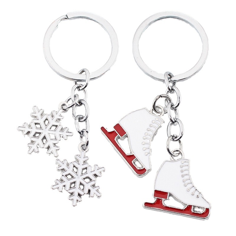 Personalized Skate Keychain Pendant Cute Snowflake Key Chain Beijing Winter Ice and Snow Sports Gift for Men and Women
