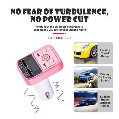 Mobile Phone Charger Fast Charging, Car mp3 - b2-rose-gold-supports-u-disk-tf-card